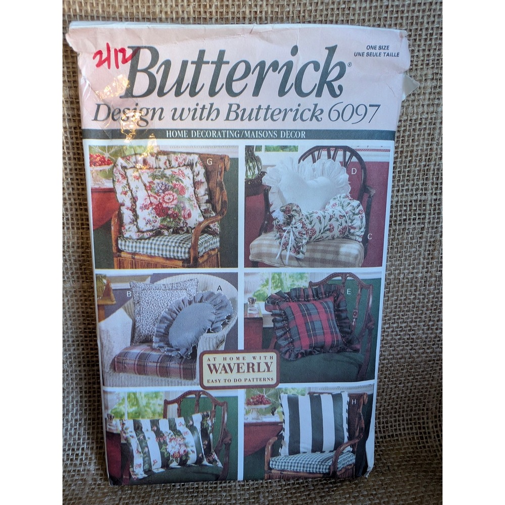 Butterick 6097 Waverly Home Decorating Sewing Pattern 8 Pillow Designs One Size